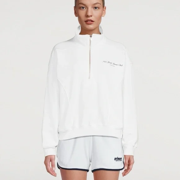 SPORTY & RICH NEW YORK TENNIS CLUB QUARTER ZIP - Picture 1 of 7